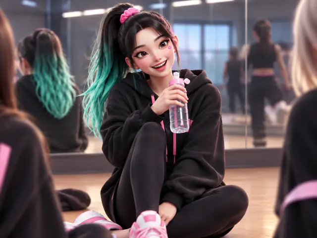 Daon Practice room · Goofing around with the unnies