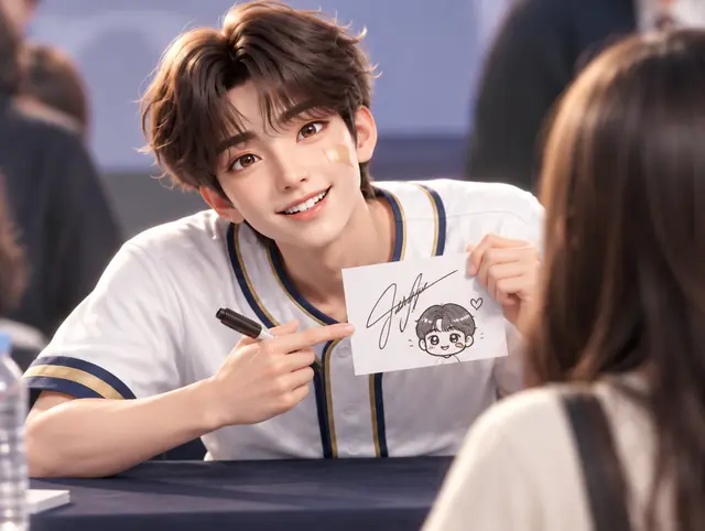 Jun Firma de fans · Autógrafos con dibujos